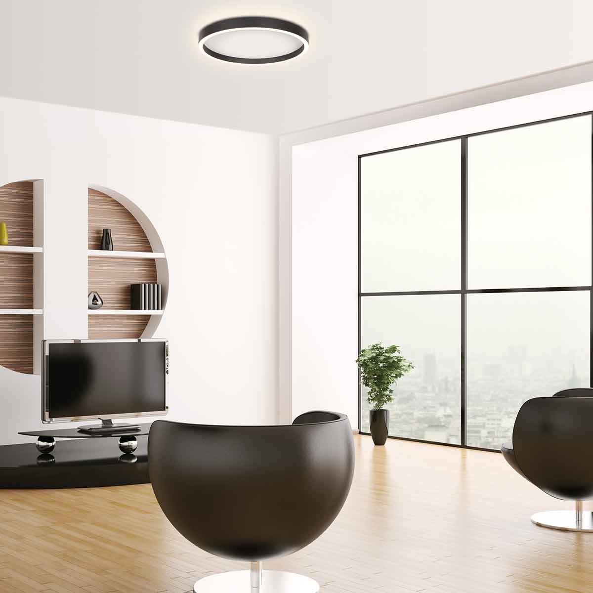 Moderne schwarze Metall-Deckenleuchte Steinhauer Ringlux – Bild 3