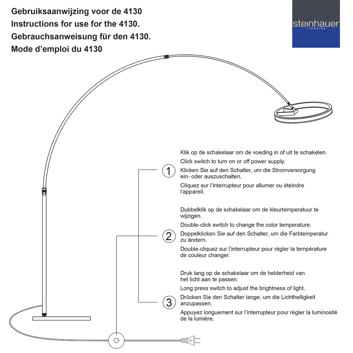 Moderne schwarze Metall-Stehlampe Steinhauer Ringlux – Bild 18
