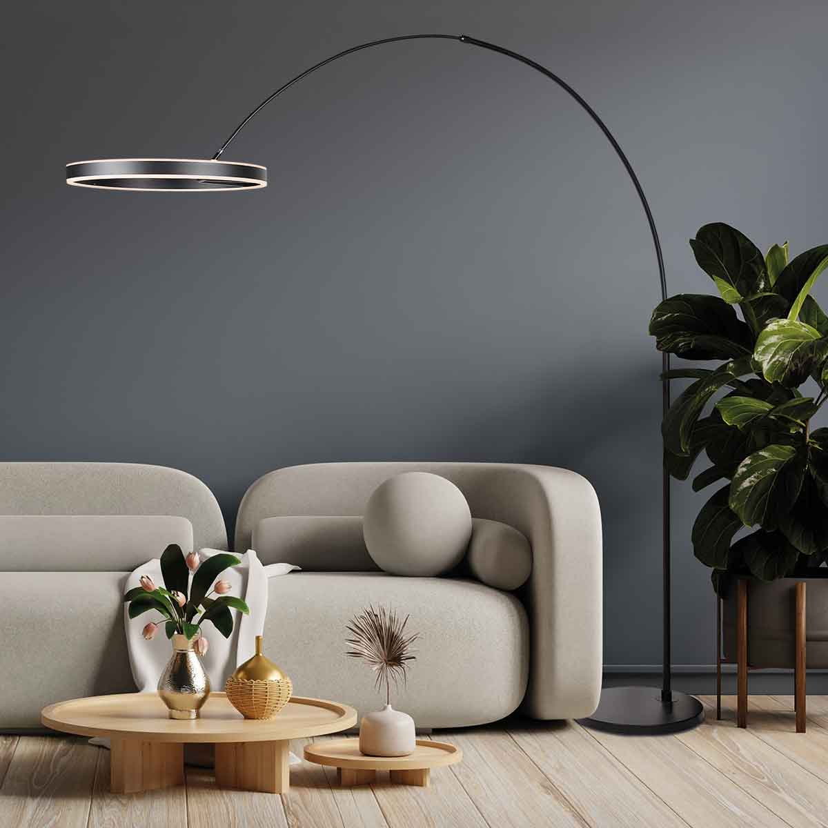 Moderne schwarze Metall-Stehlampe Steinhauer Ringlux – Bild 3