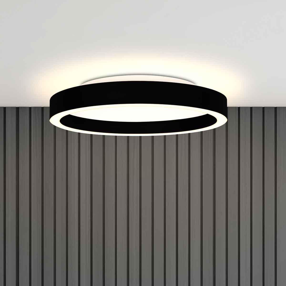 Moderne schwarze Metall-Deckenleuchte Steinhauer Ringlux – Bild 4