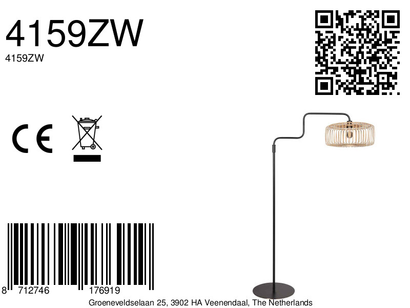 Moderne schwarze Stehlampe aus Bambus und Metall Steinhauer Bloeba – Bild 17