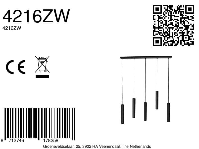 Schwarze Esstischlampe mit 5 zylinderförmigen Spots Mexlite DownLume – Bild 10