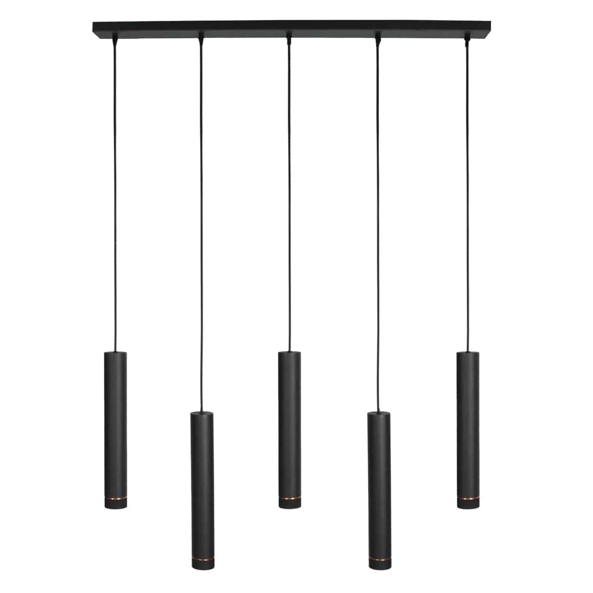 Schwarze Esstischlampe mit 5 zylinderförmigen Spots Mexlite DownLume – Bild 2