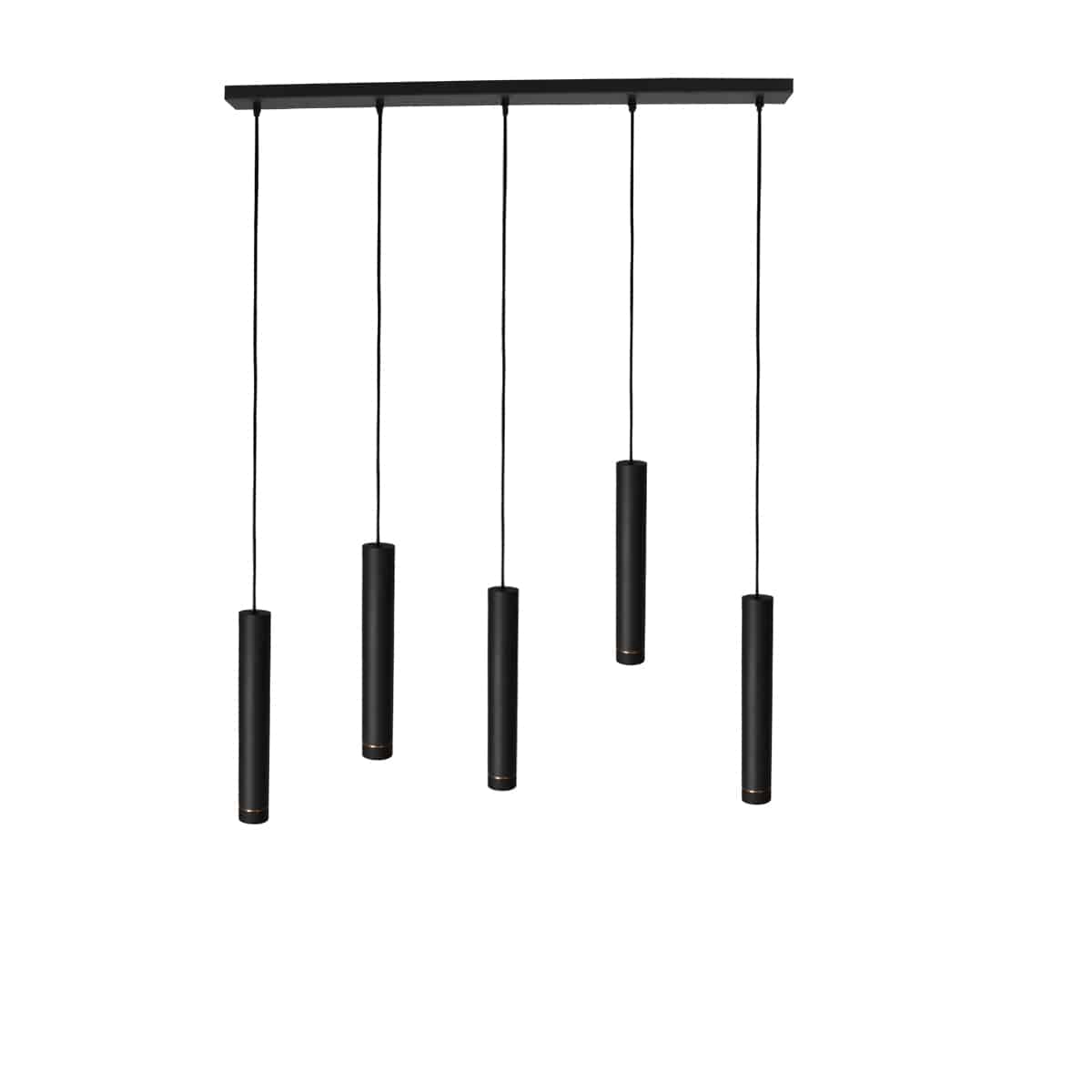 Schwarze Esstischlampe mit 5 zylinderförmigen Spots Mexlite DownLume