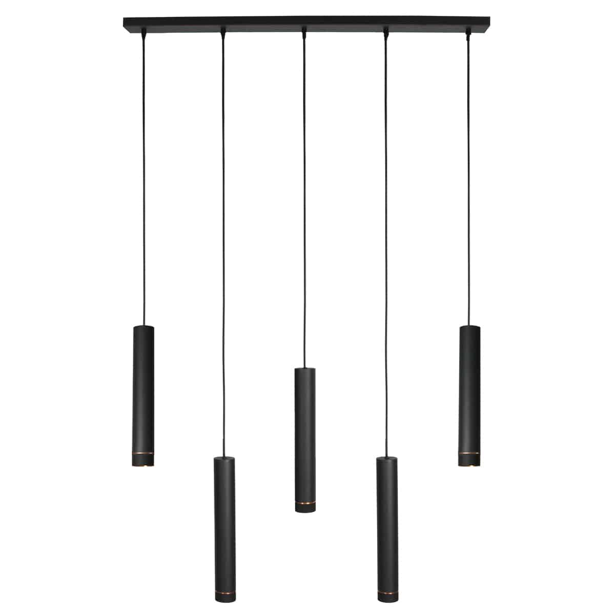 Schwarze Esstischlampe mit 5 zylinderförmigen Spots Mexlite DownLume – Bild 6