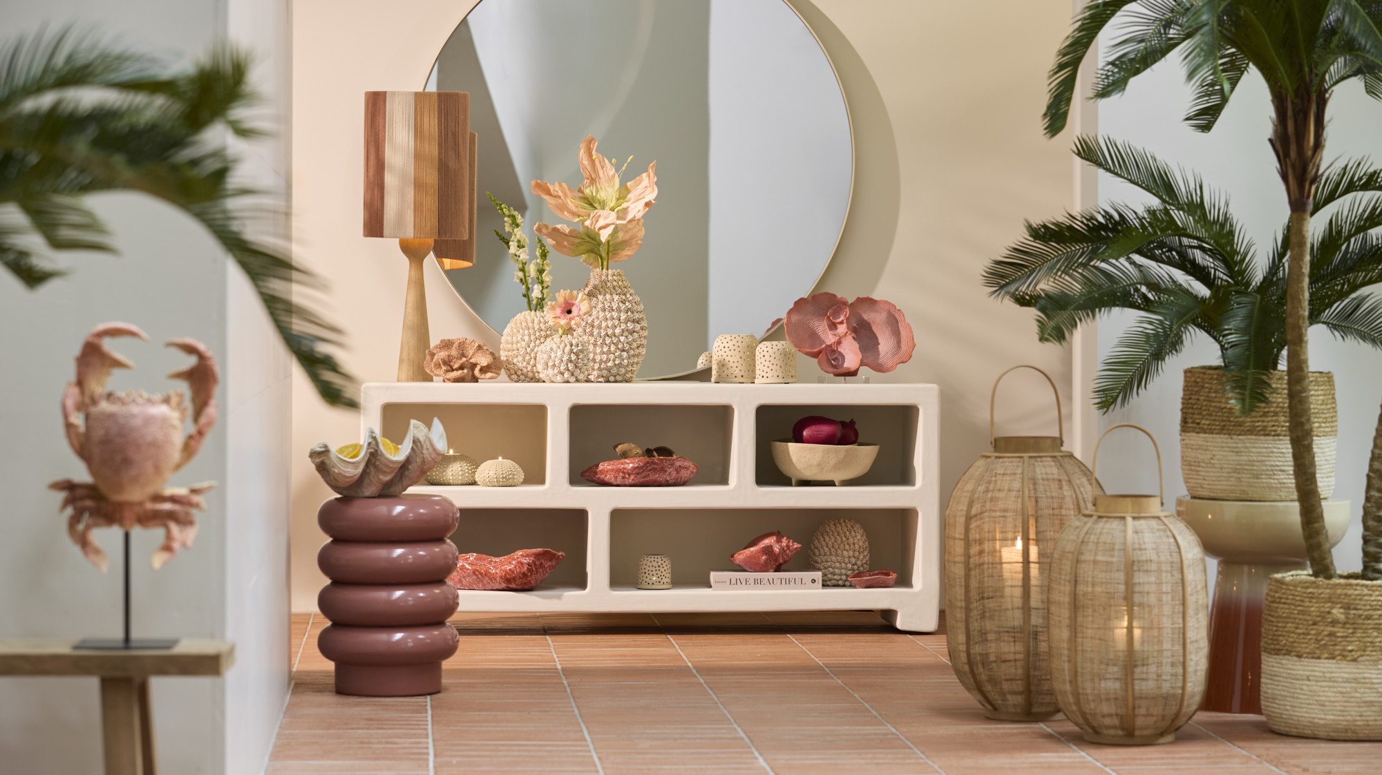 Gestreifte Lampenschirm Terrakotta-Farbe Light & Living Medan – Bild 4