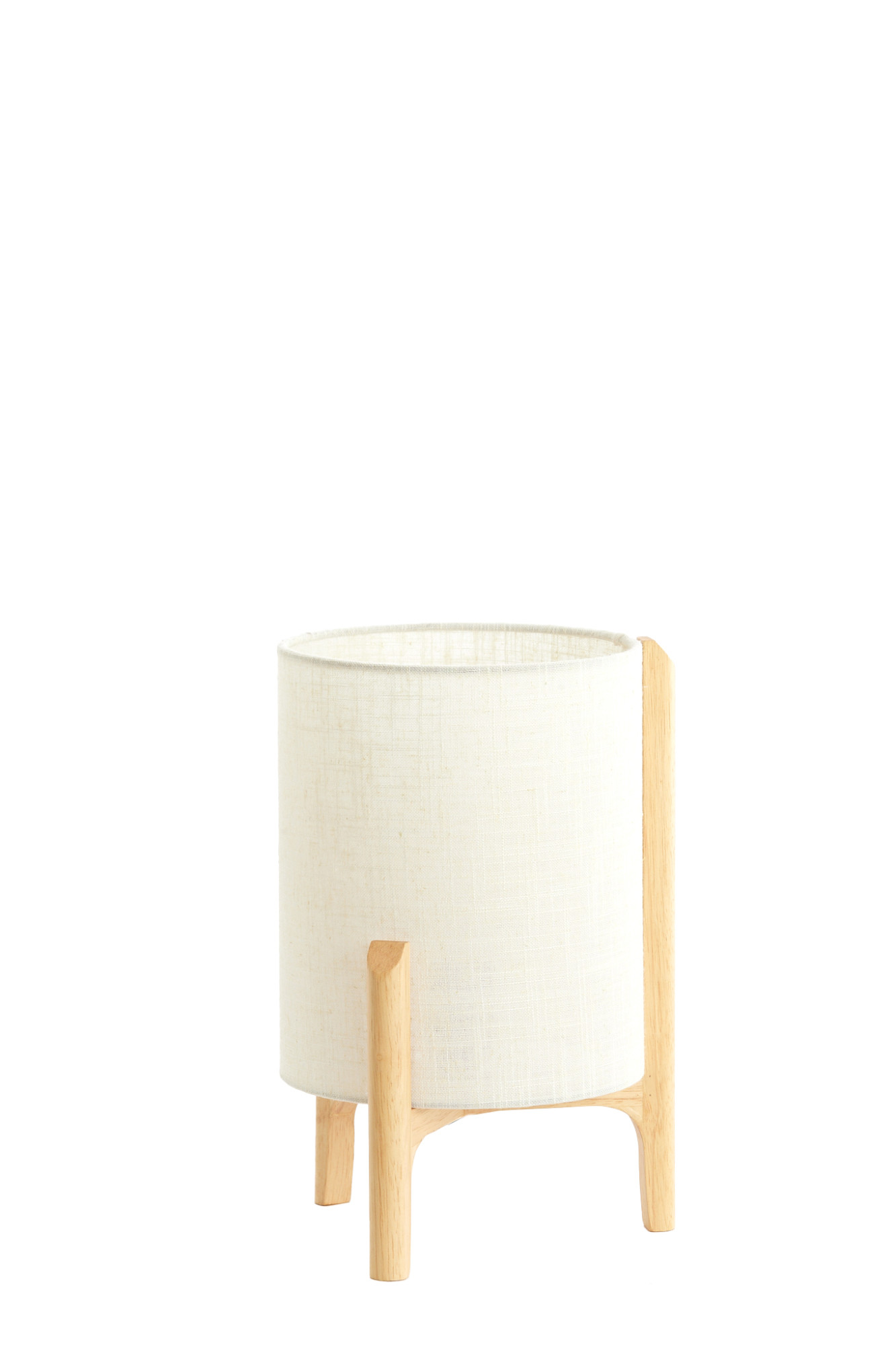 Runde Tischlampe in Creme mit Holzfuß Light & Living Litto – Bild 3