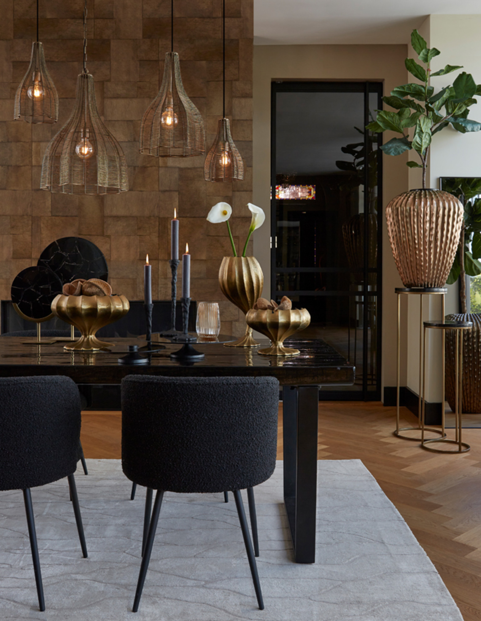 Bronzefarbene Draht-Hängelampe mit Metalloptik Light & Living Mariama – Bild 4