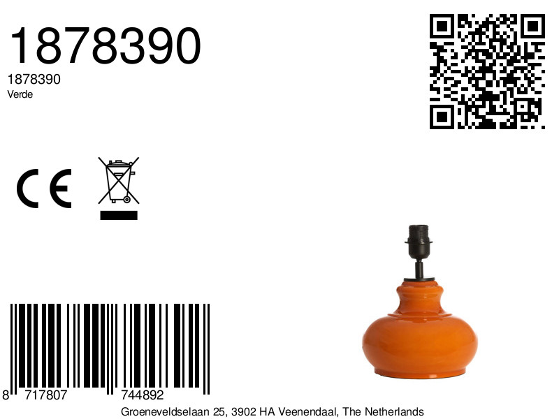 Orangene Lampenfuß Keramik Light & Living Verde – Bild 2