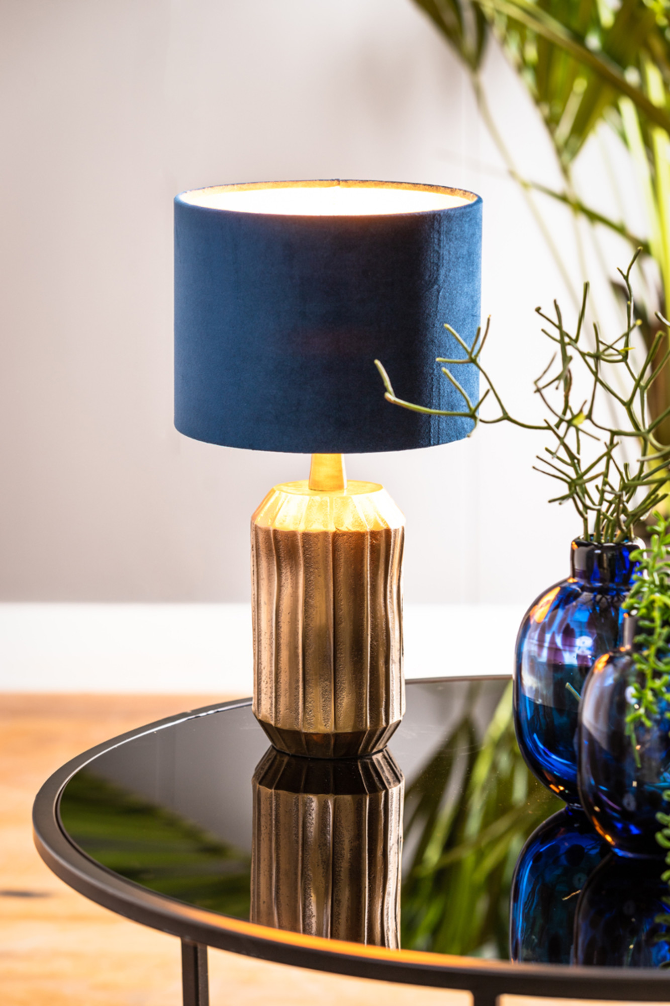 Blaußer samtener Lampenschirm zylindrisch Light & Living Velours – Bild 5