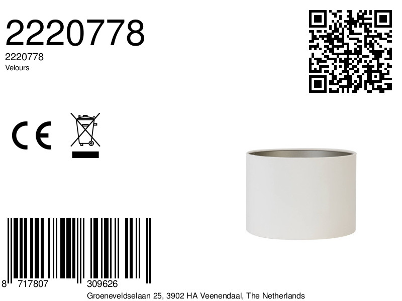 Weiße Lampenschirm in zylindrischer Form Light & Living Velours – Bild 9