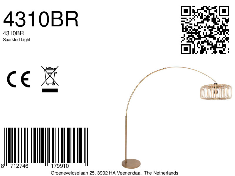 Bogenlampe Bronze mit naturfarbener Kappe Steinhauer Sparkled Light – Bild 18