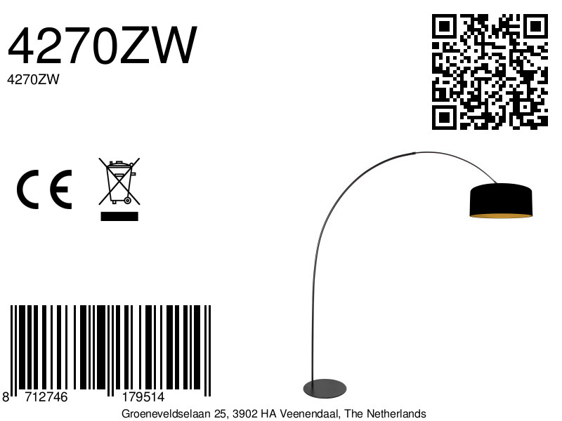 Gebogene Stehlampe mit schwarzem Schirm Anne Lighting Curve – Bild 16