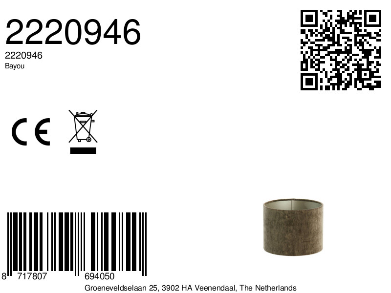 Zylindrische braune Samtlampe Light & Living Bayou – Bild 8