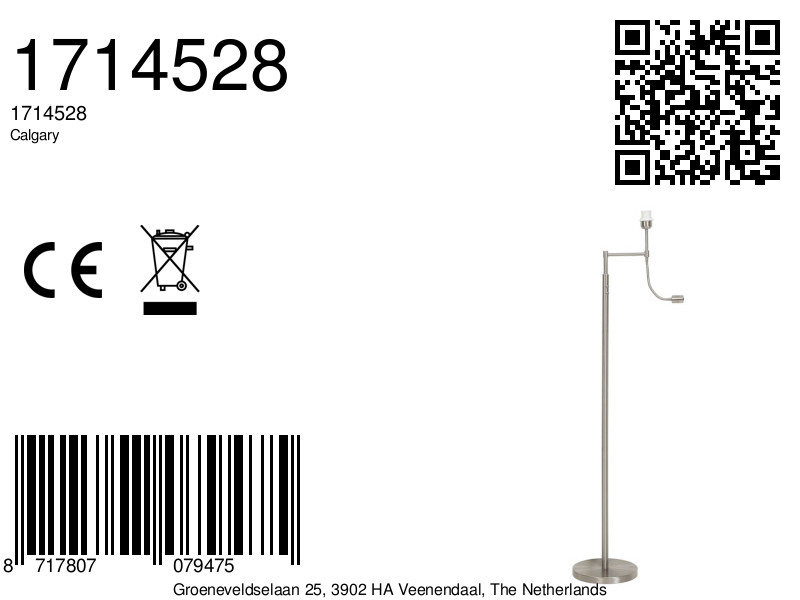 Stahlfarbene Leuchte mit Leselampe Light & Living Calgary – Bild 6