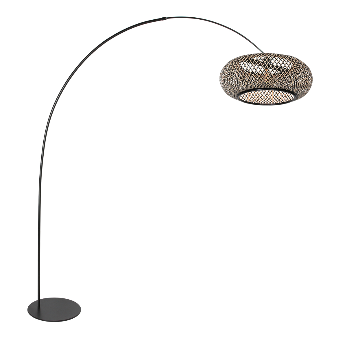 Schwarze Lampe mit naturfarbener Textil-Kappe Anne Lighting Curve