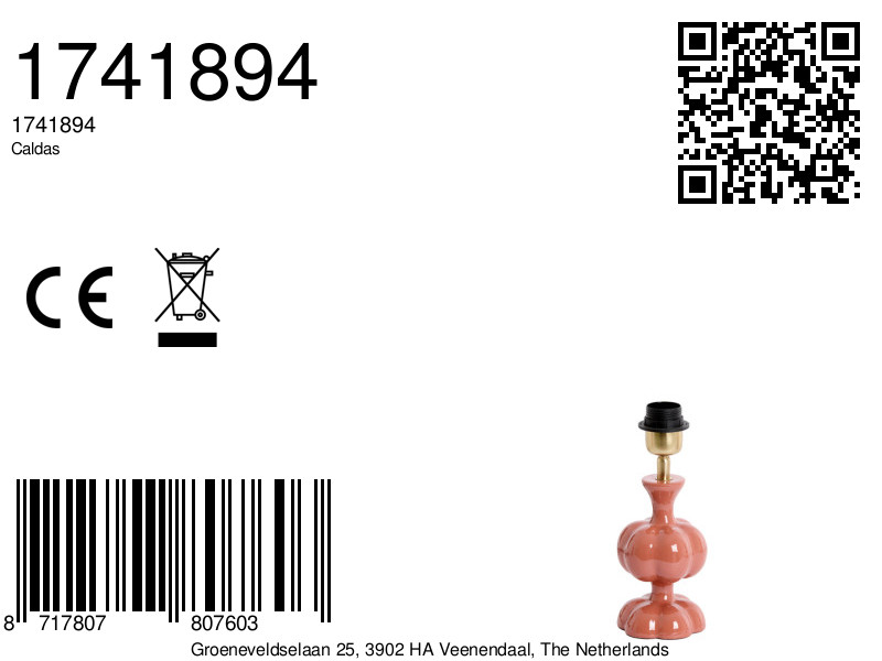 Kleine glänzende Tischleuchte in Rosa Light & Living Caldas – Bild 5