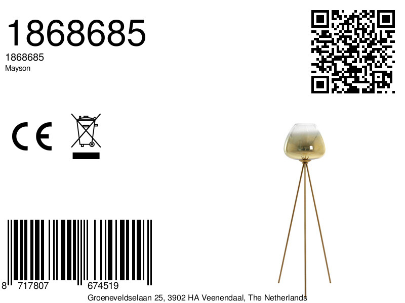 Stehlampe Dreibein in Schwarz mit goldenem Glas Light & Living Mayson – Bild 10