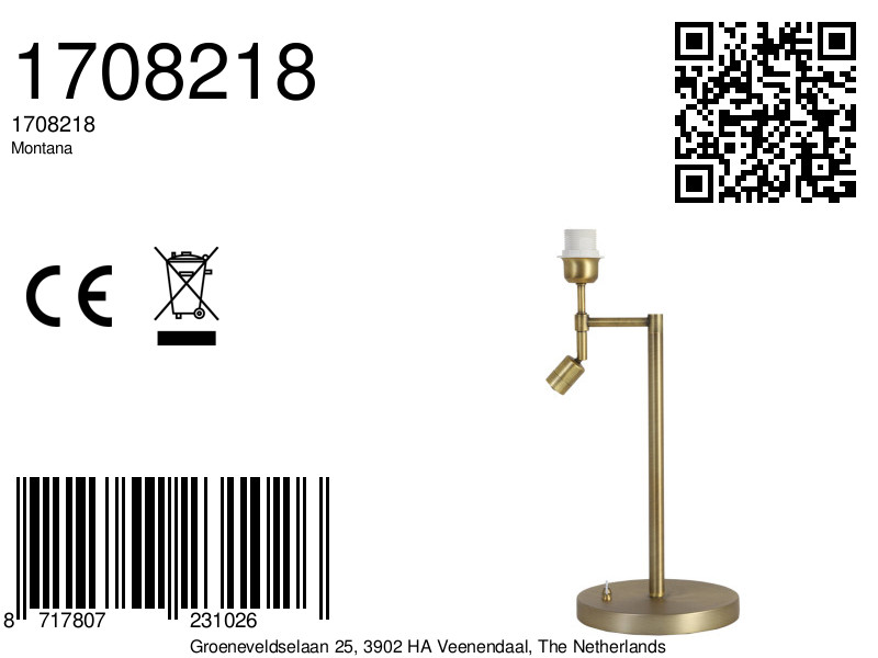 Klassische goldene Tischleuchte Light & Living Montana – Bild 8