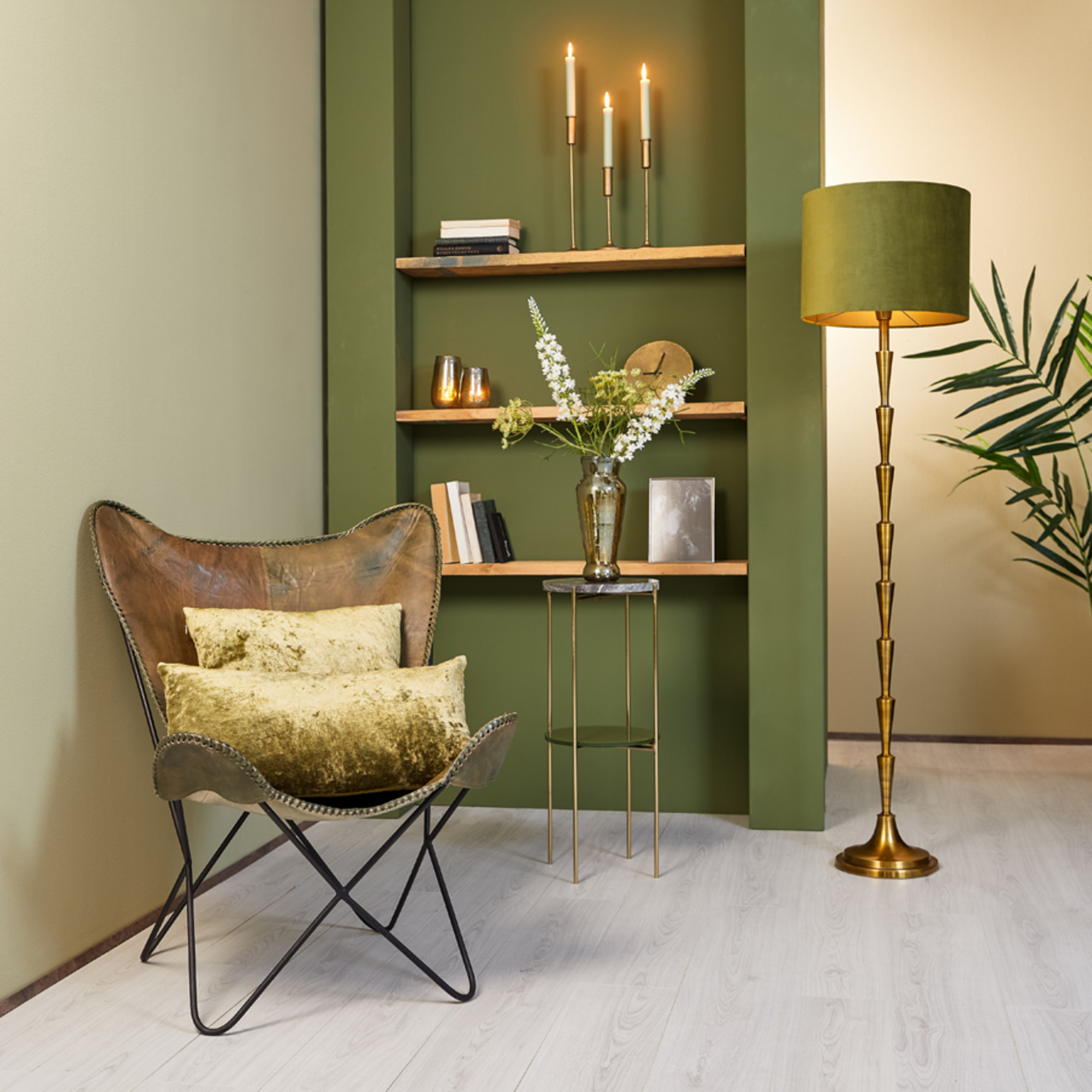 Zylindrische grüne Lampenschirm Light & Living Velours – Bild 4