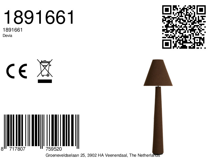 Vintage-Stoffstehlampe in Braun Light & Living Devia – Bild 8