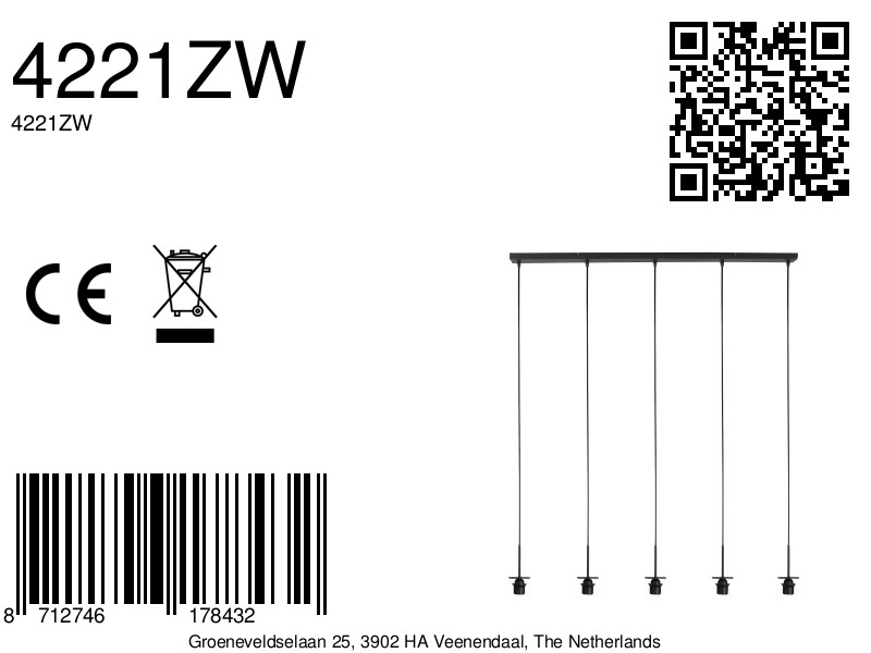 Längliche schwarze Hängeleuchte mit 5 verstellbaren Kabeln Mexlite HaloSwap – Bild 10