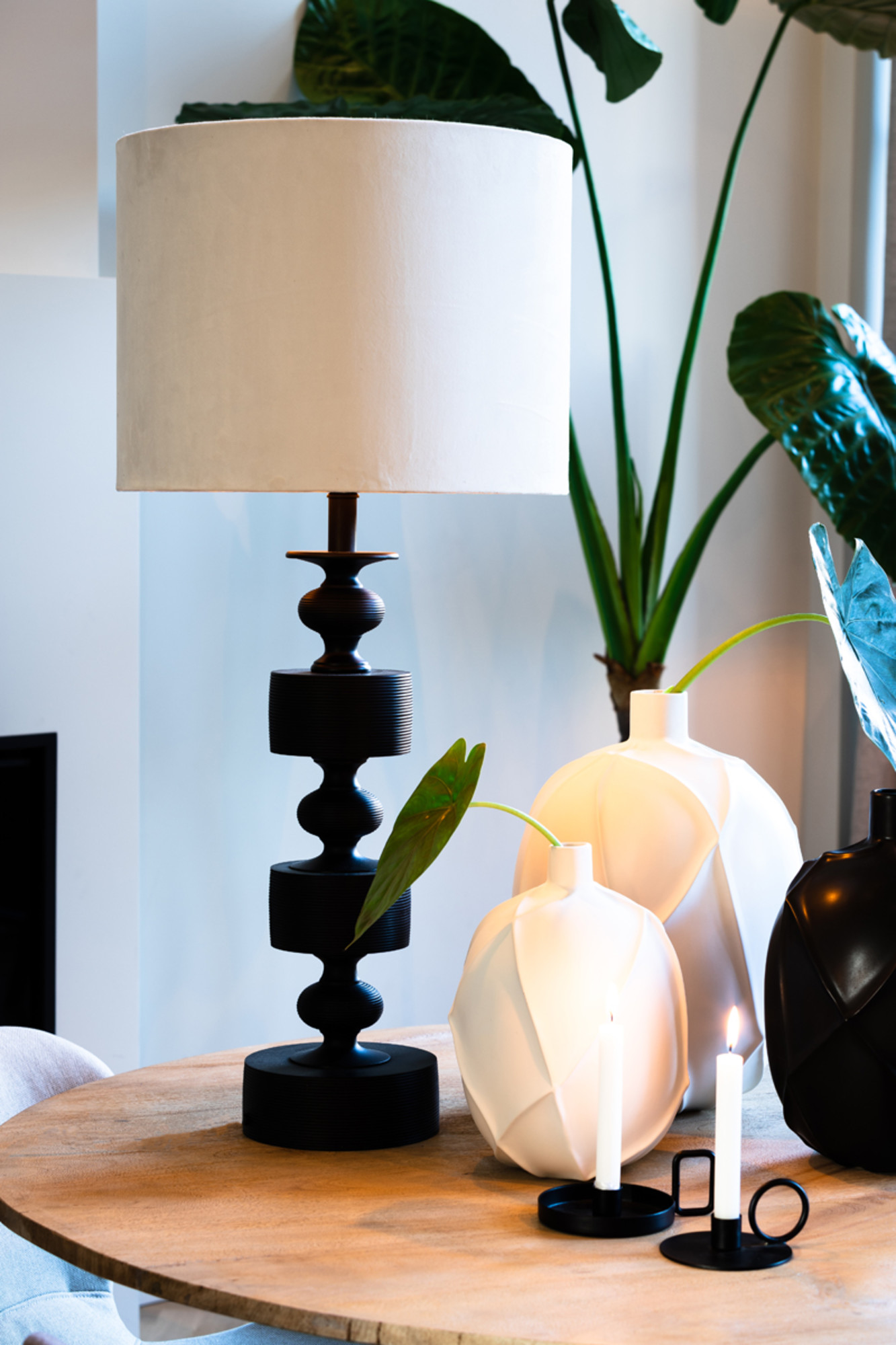 Weiße Lampenschirm in zylindrischer Form Light & Living Velours – Bild 4