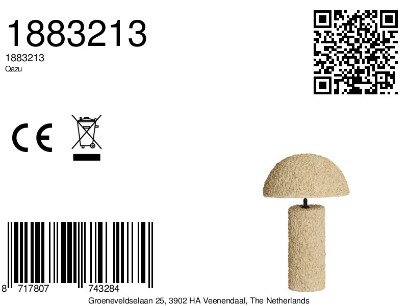 Beigefarbene Pilzlampe mit Struktur Light & Living Qazu – Bild 6