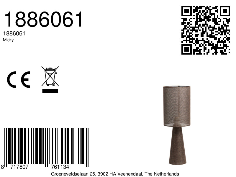 Braune klassische Stoff-Tischlampe Light & Living Micky – Bild 9