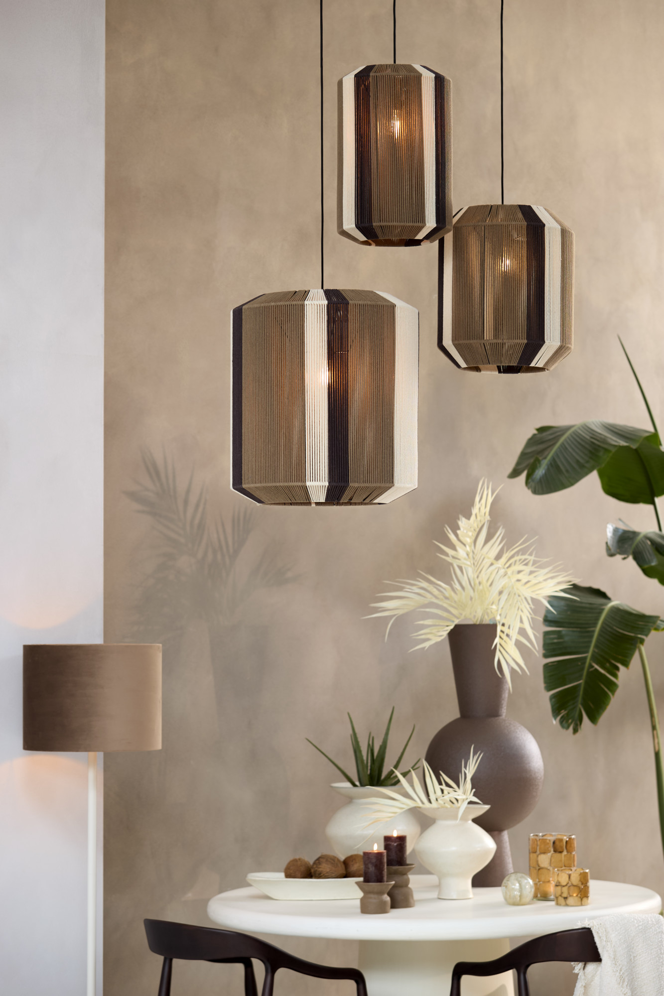 Gestreifte Hängelampe in Braun-Weiß Light & Living Kozana – Bild 4