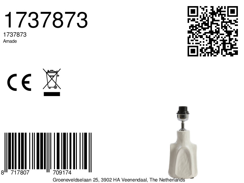 Keramischer Lampenfuß weiß Light & Living Amade – Bild 7