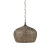 Bronzefarbene Metall-Hängelampe mit Lochmuster Light & Living Emine
