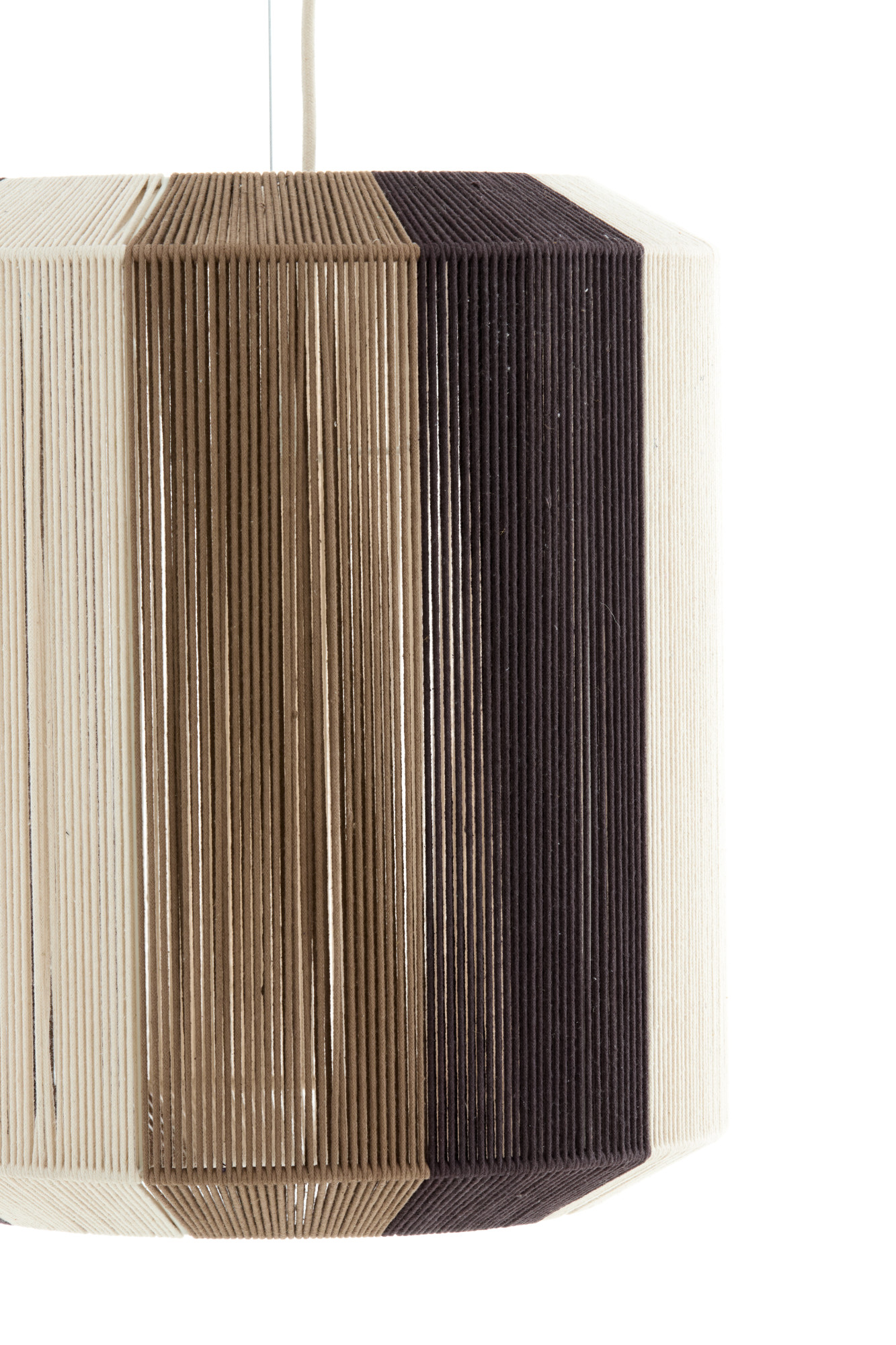 Braun gestreifte Stoff-Hängelampe Light & Living Kozana – Bild 3