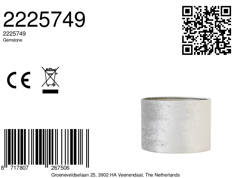 Samtlampenschirm silberfarben Light & Living Gemstone – Bild 5