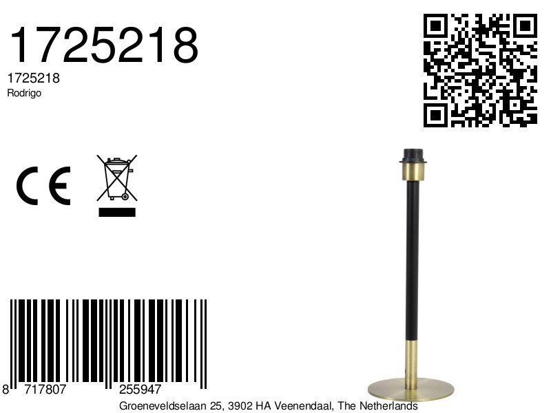 Schwarz mit goldenem Lampenfuß Light & Living Rodrigo – Bild 5