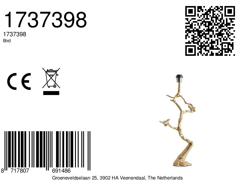 Goldene Tischlampe Vogel Design Light & Living Bird – Bild 8