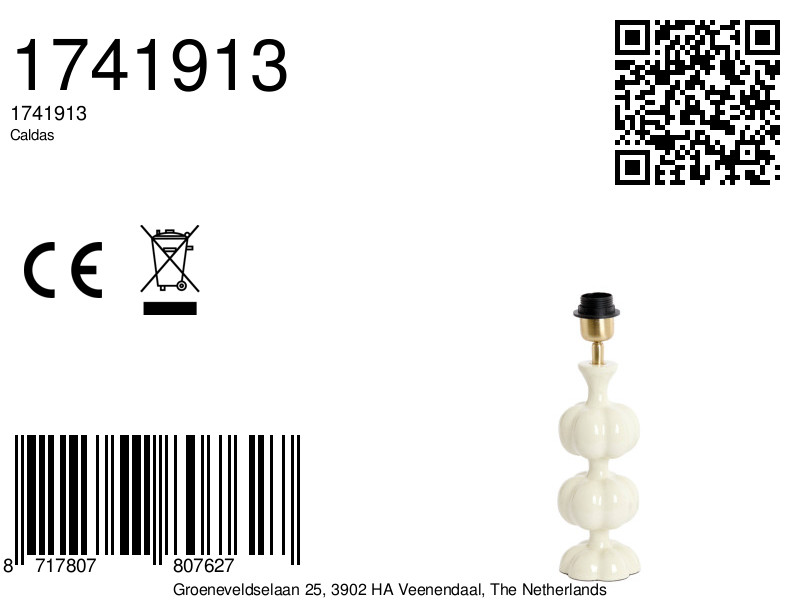 Weiße Keramiklampenfuß für Atmosphäre Light & Living Caldas – Bild 5