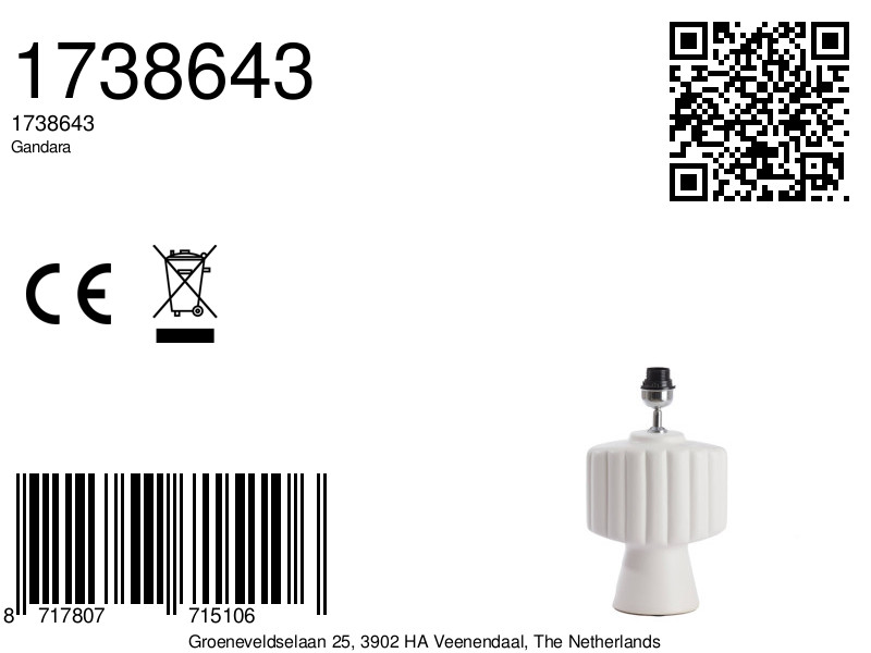 Rippige weiße Keramiklampenbasis Light & Living Gandara – Bild 8