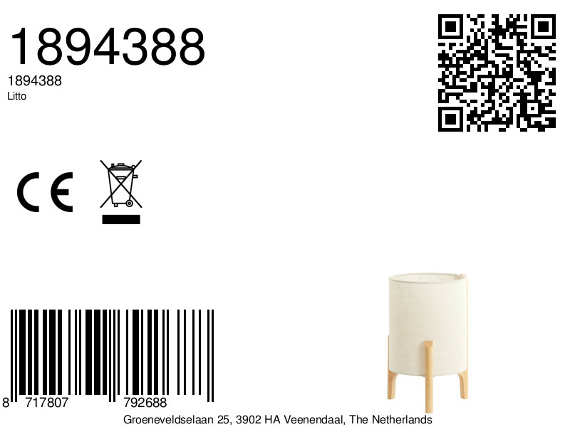 Runde Tischlampe in Creme mit Holzfuß Light & Living Litto – Bild 7