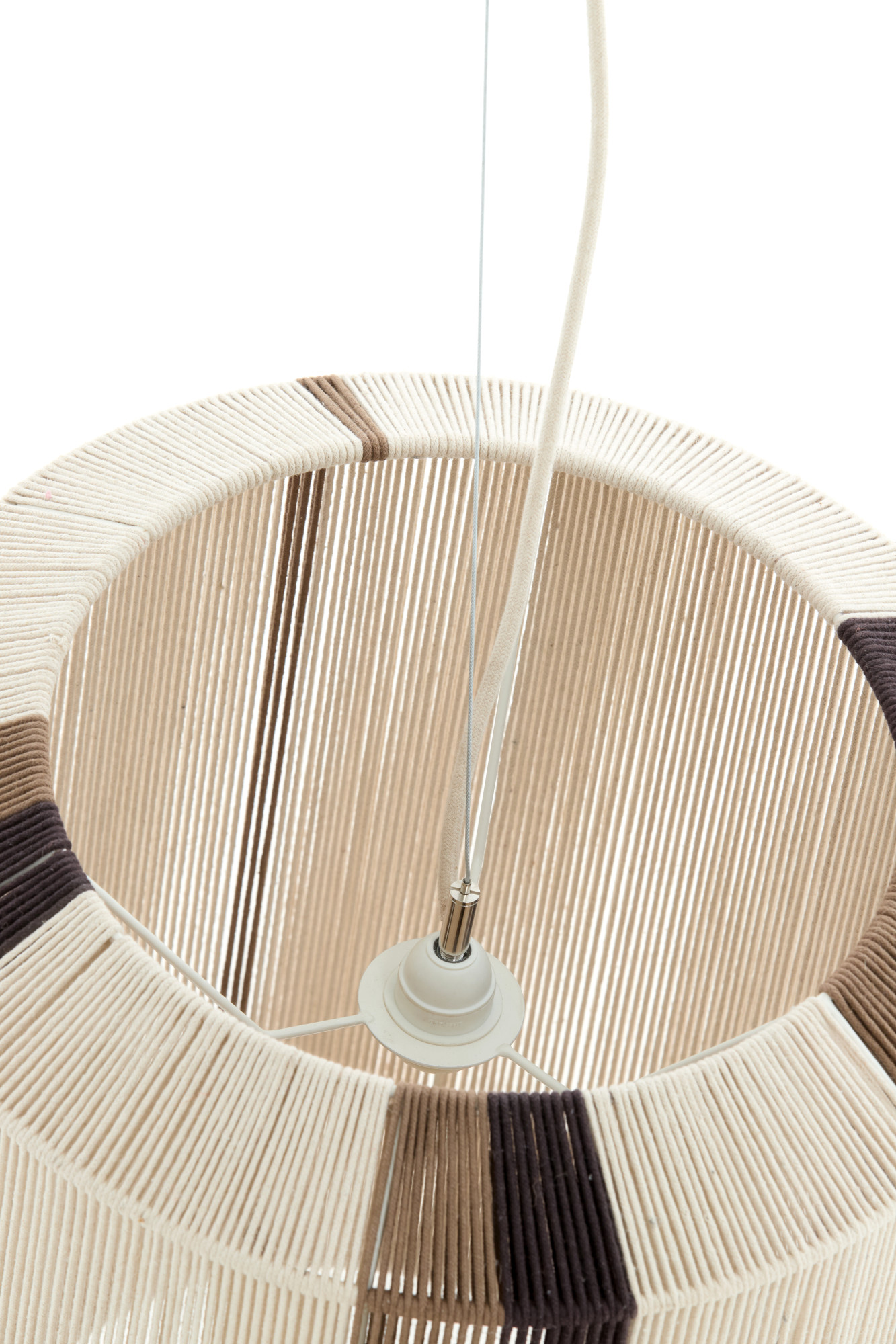 Braun gestreifte Stoff-Hängelampe Light & Living Kozana – Bild 5