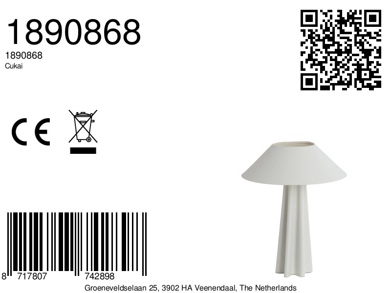 Off-White-Tischlampe in Kegelform Light & Living Cukai – Bild 5