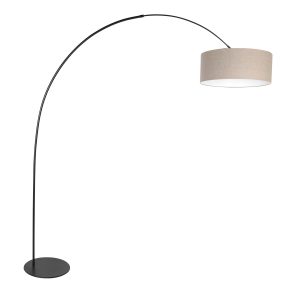 Klassische Bogenlampe Schwarz mit grauer Kappe Anne Lighting Curve