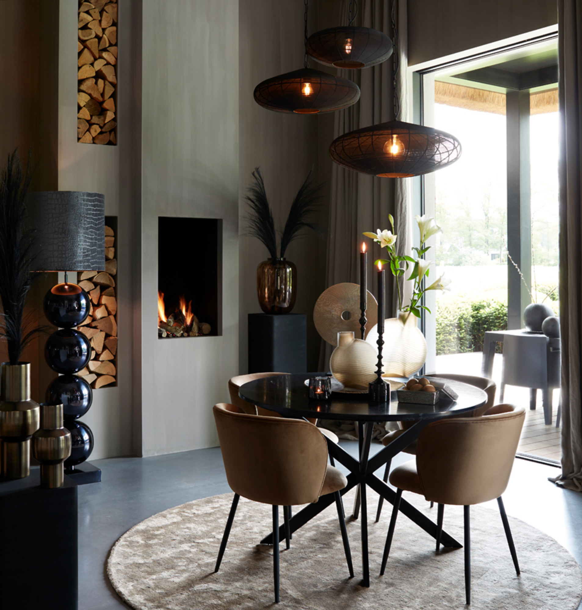 Ovale schwarze Draht-Hängelampe Light & Living Bahoto – Bild 4