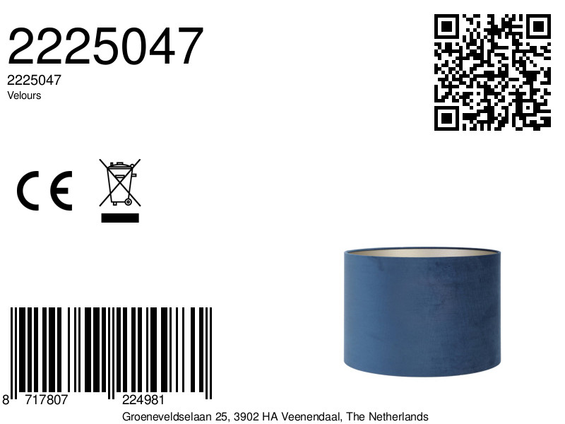 Blaue zylindrische Lampenschirm Light & Living Velours – Bild 5