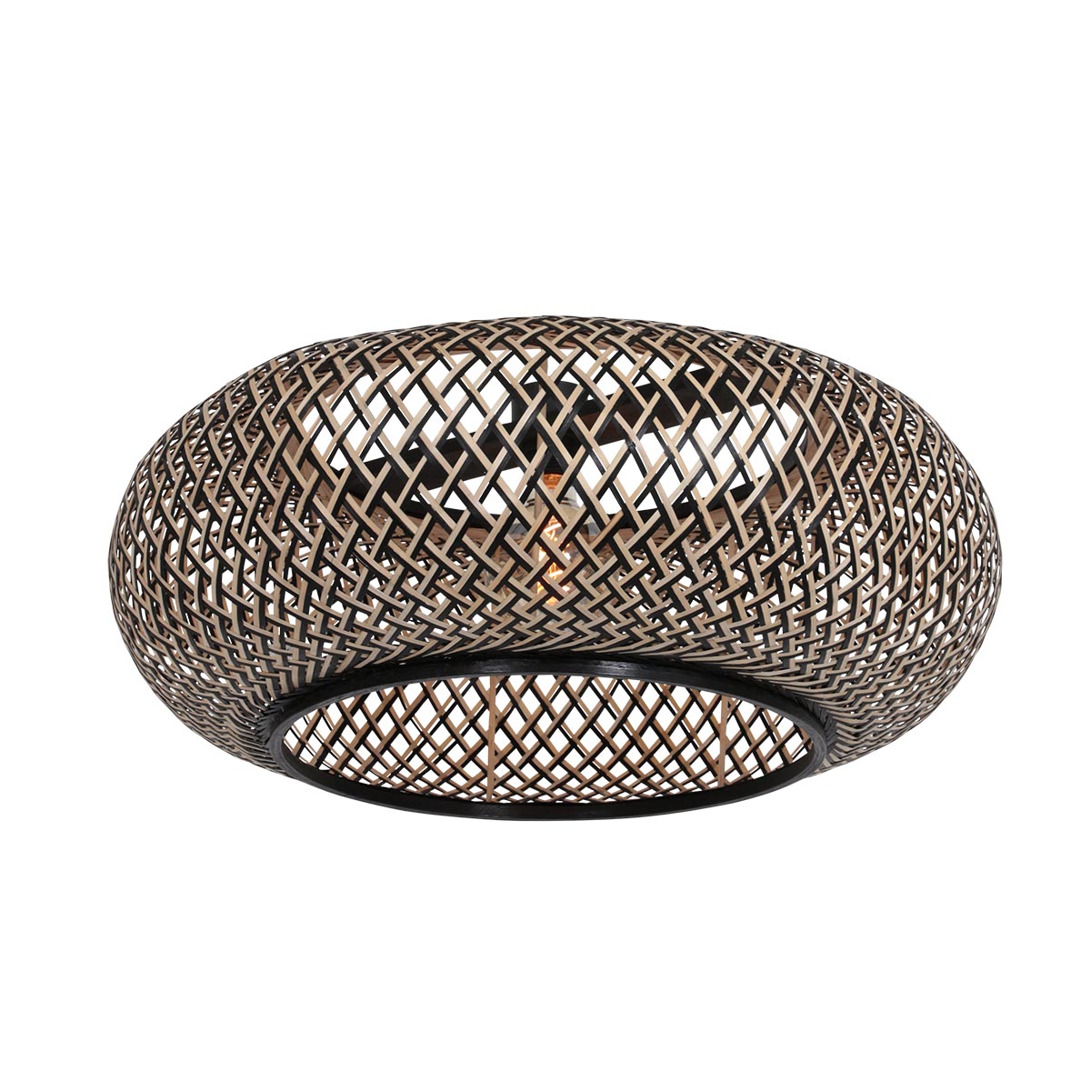 Schwarze Lampe mit naturfarbener Textil-Kappe Anne Lighting Curve – Bild 5