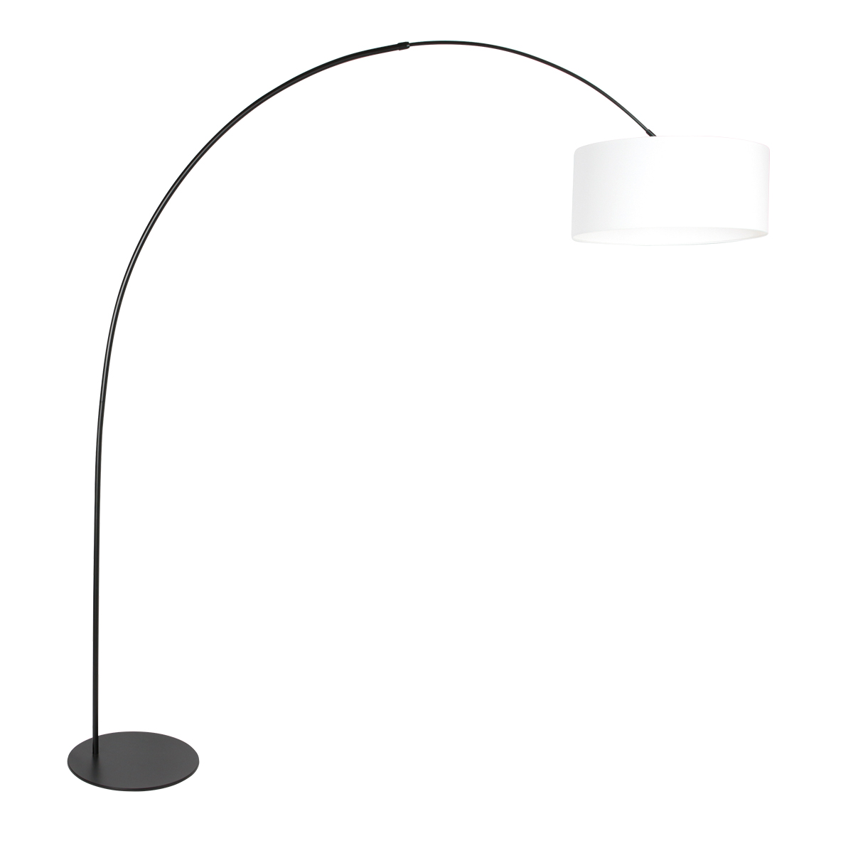 Zeitlose Bogenlampe Schwarz mit Stoffschirm Anne Lighting Curve