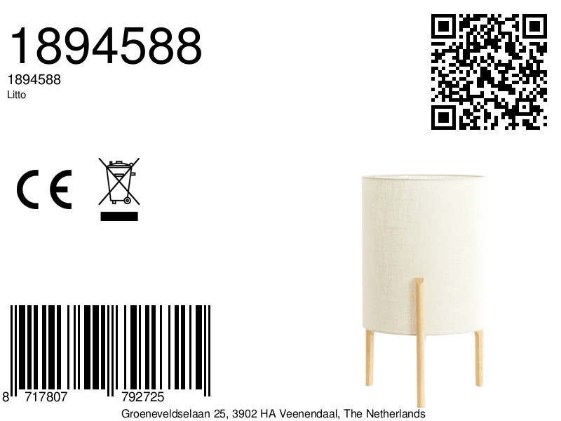 Zylindrische Tischlampe in beige Stoffausführung Light & Living Litto – Bild 7