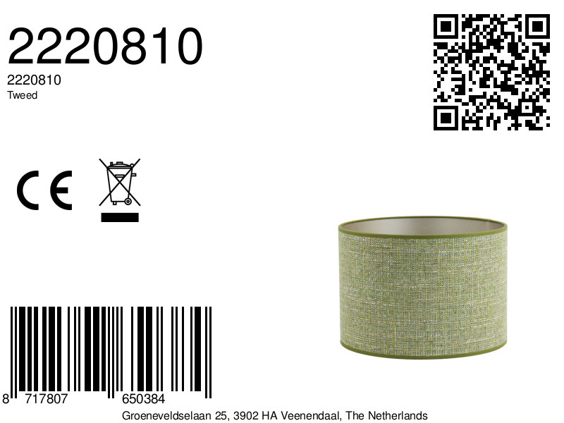 Stofflampe grün in Zylindrischer Form Light & Living Tweed – Bild 7