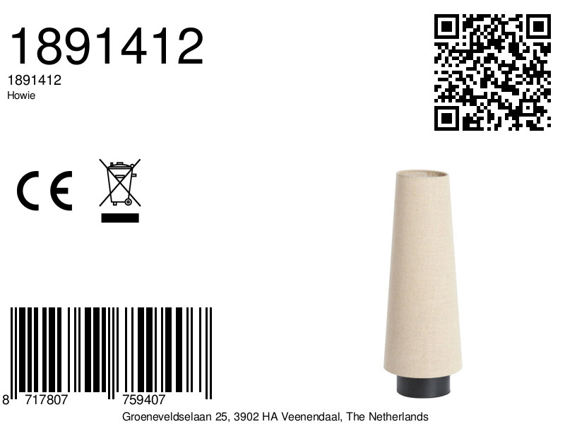 Beige konische Stofflampe Light & Living Howie – Bild 6