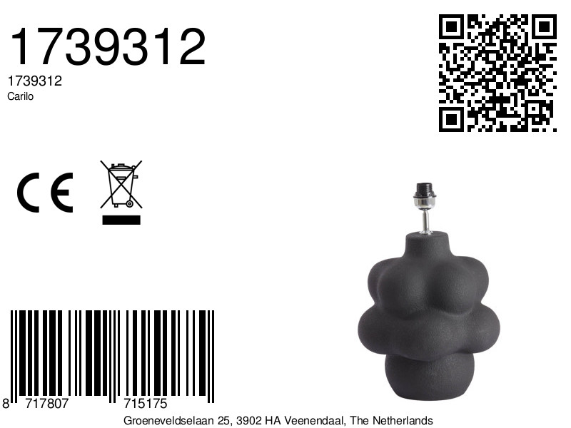 Moderne schwarze Tischlampenbasis Light & Living Carilo – Bild 6